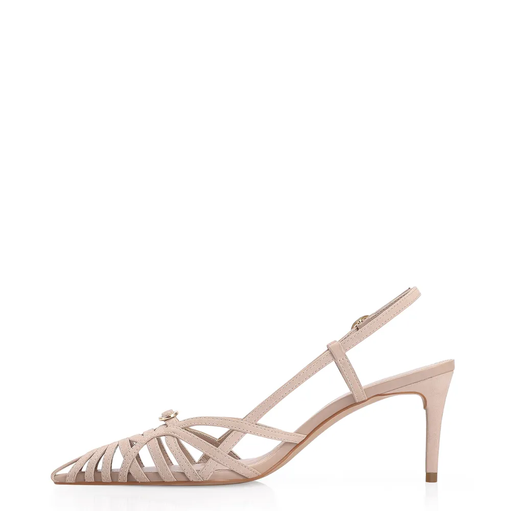 Scarpin Couro Nobuck Bege - imagem 5