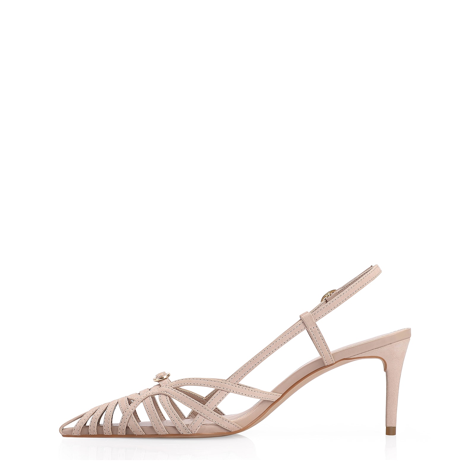 Scarpin Couro Nobuck Bege
