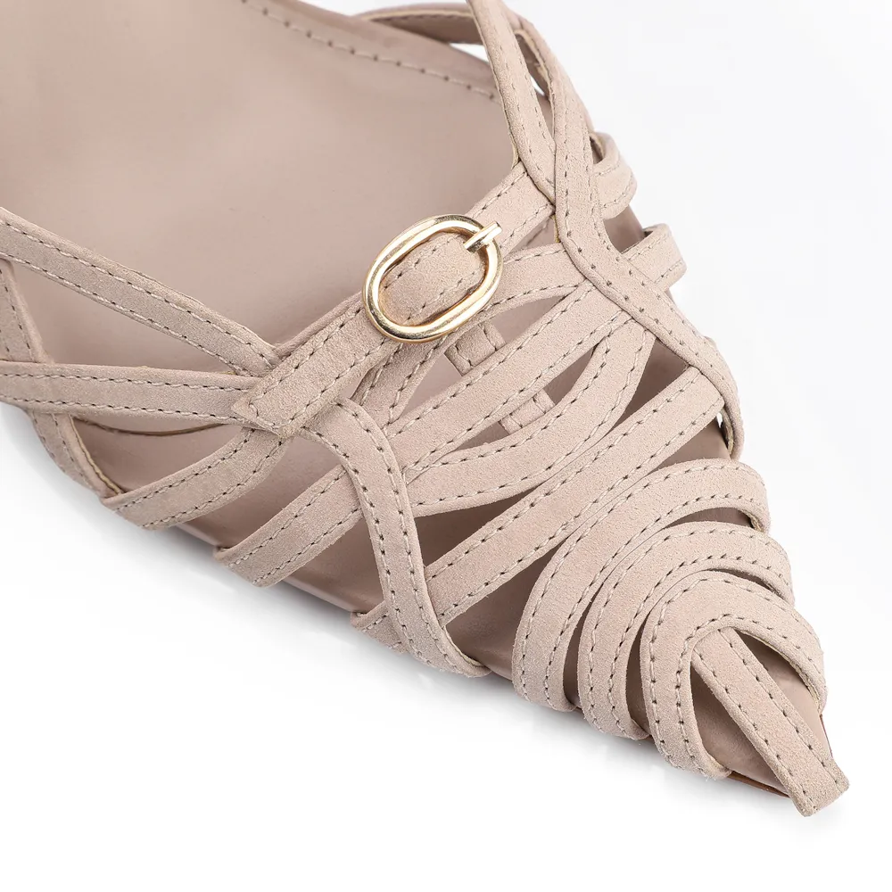 Scarpin Couro Nobuck Bege - imagem 7