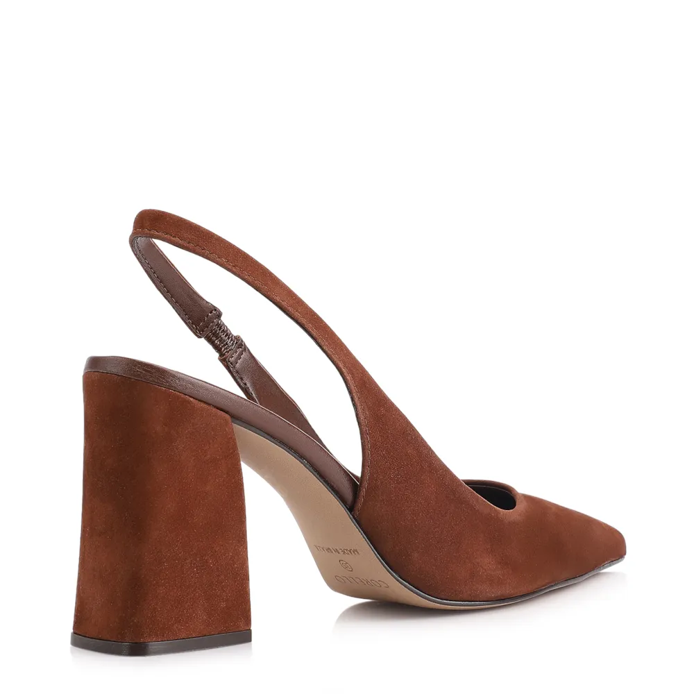 Scarpin Couro Nobuck Marrom - imagem 3