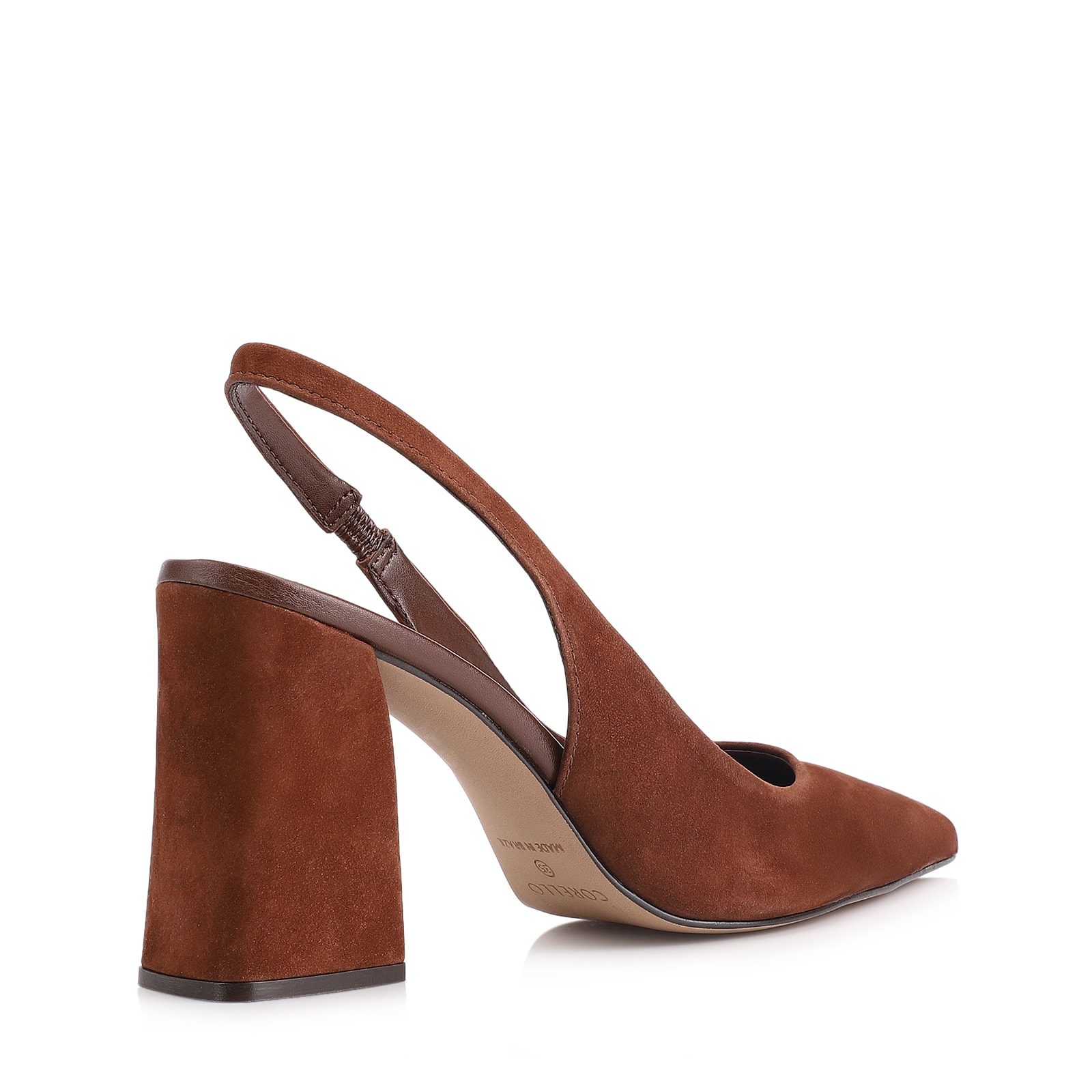 Scarpin Couro Nobuck Marrom