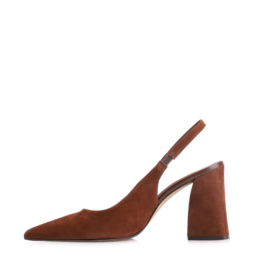 Scarpin Couro Nobuck Marrom - imagem 4