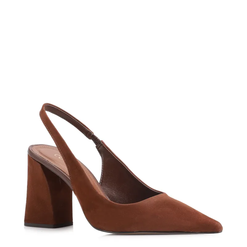 Scarpin Couro Nobuck Marrom