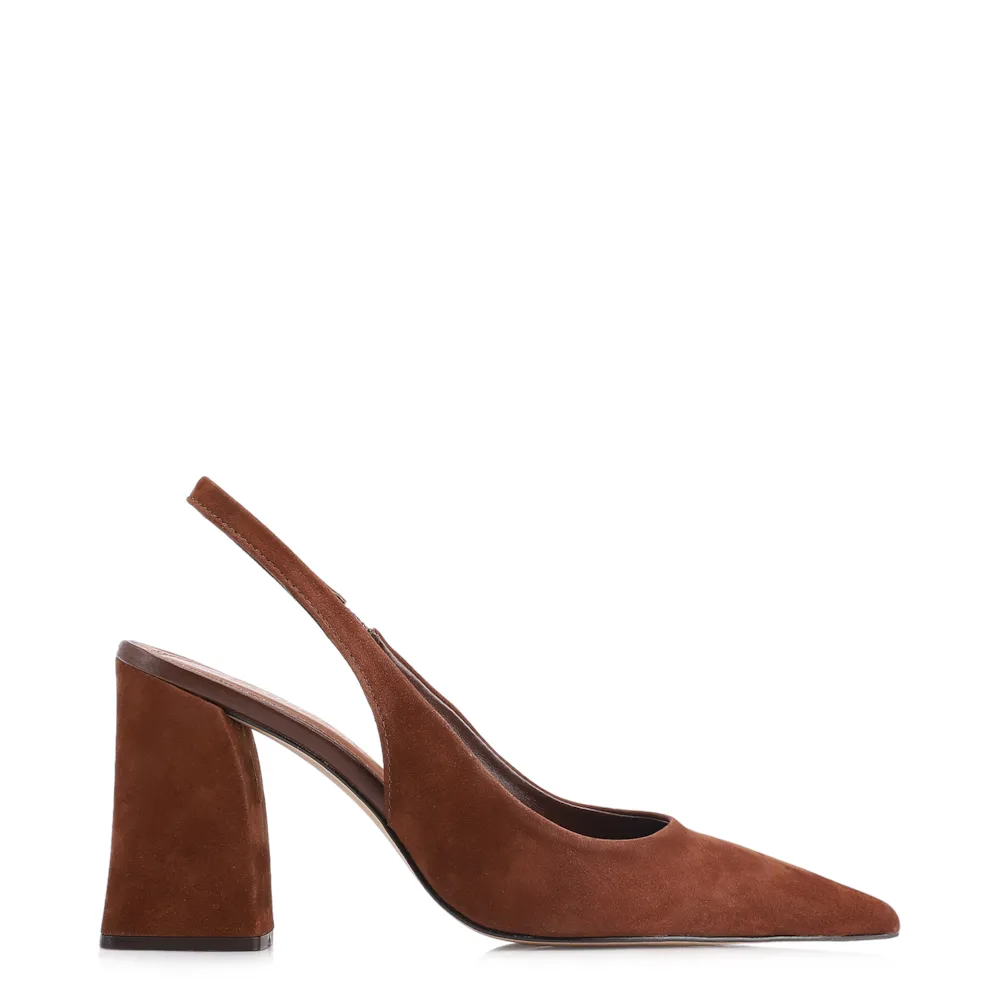 Scarpin Couro Nobuck Marrom - imagem 2