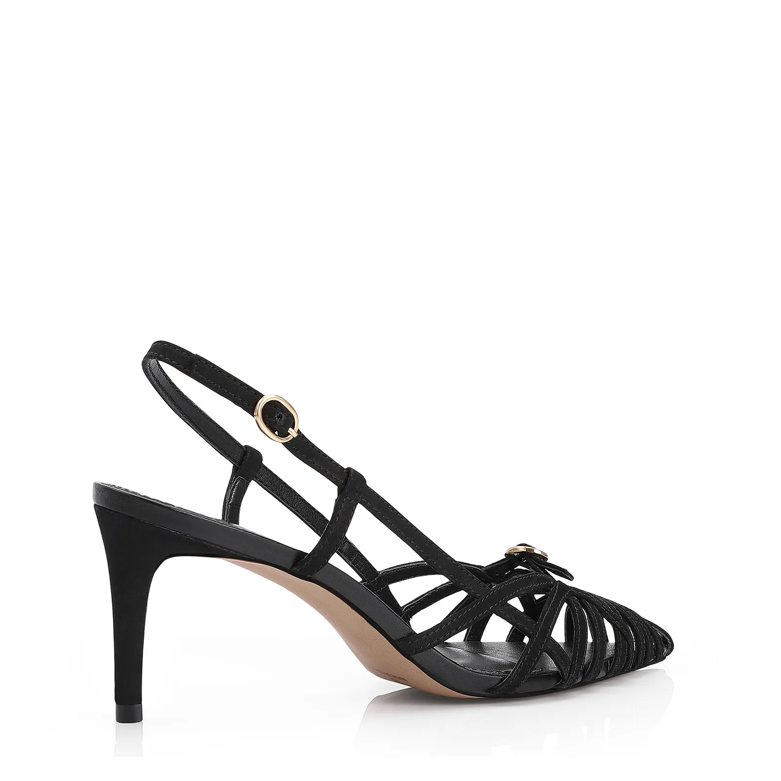 Scarpin Couro Nobuck Preto