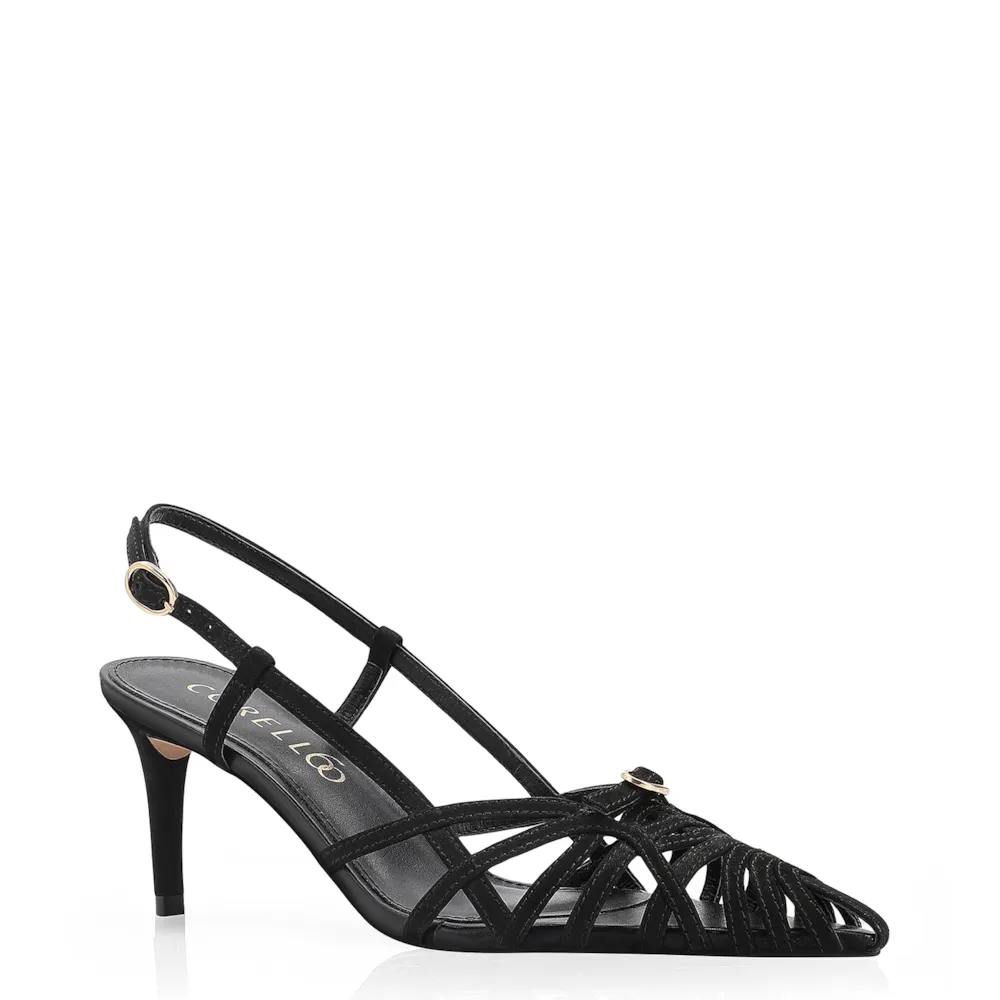 Scarpin Couro Nobuck Preto
