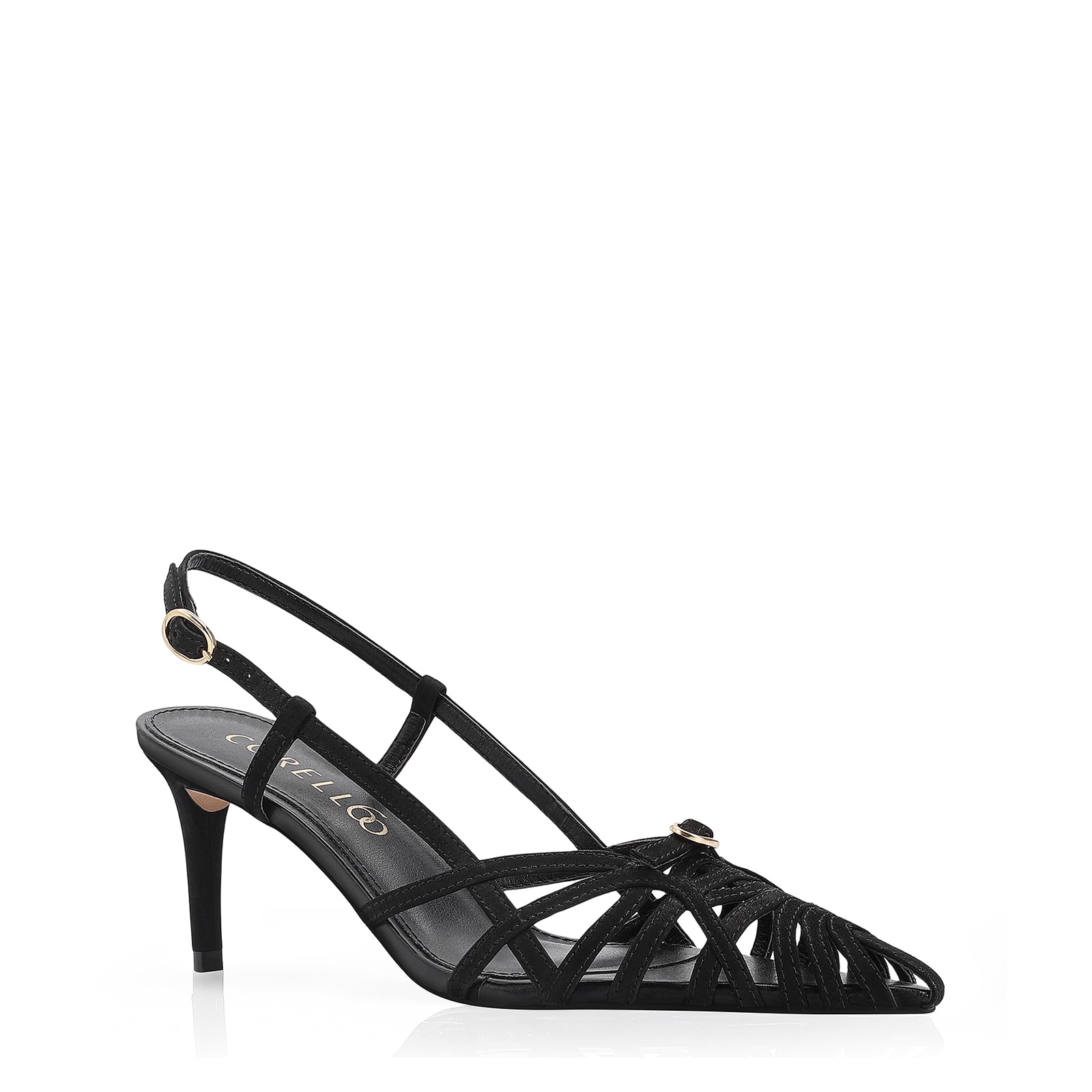 Scarpin Couro Nobuck Preto