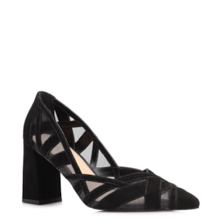 COURO NOBUCK PRETO/TELA PRETO