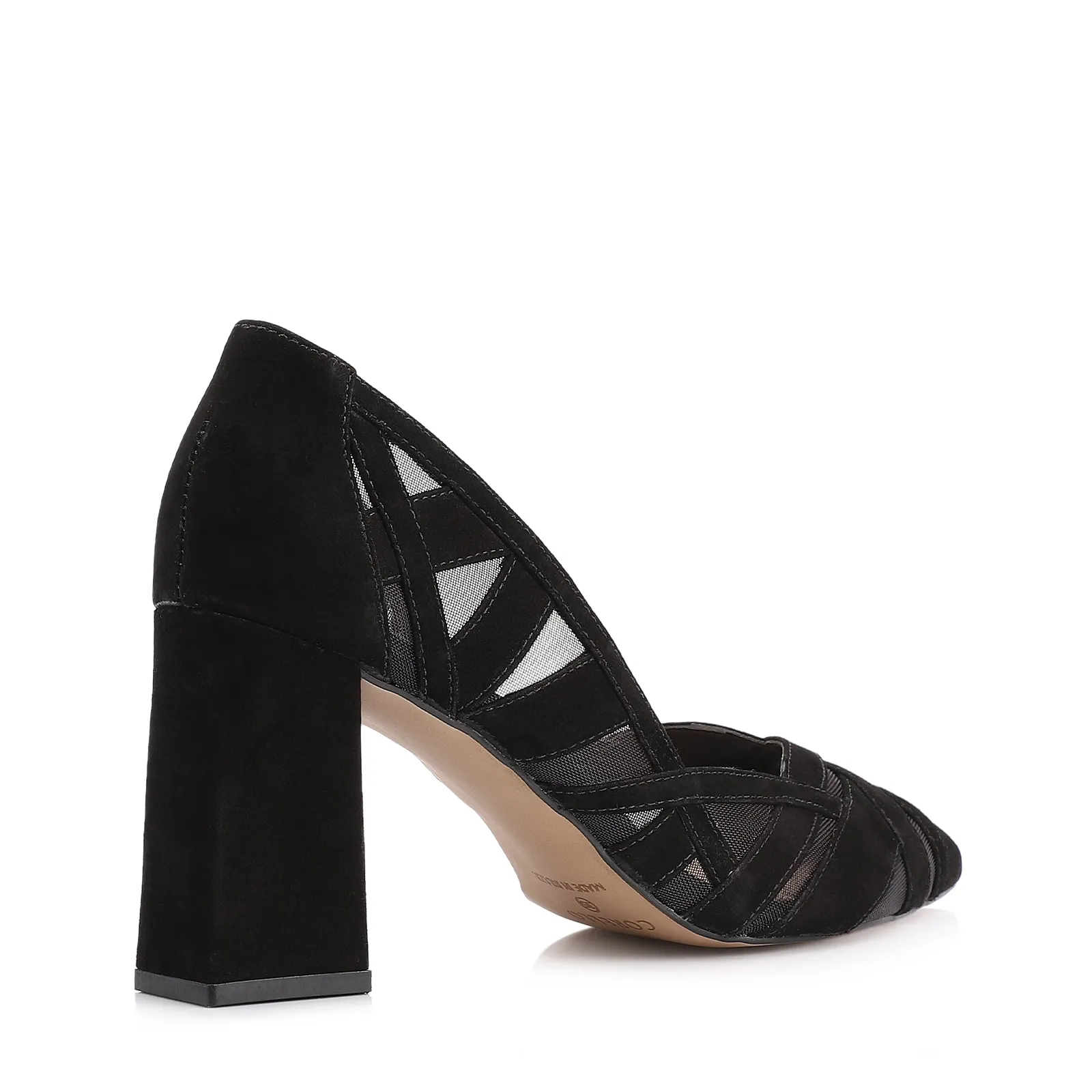 Scarpin Couro Nobuck Preto/Tela Preto
