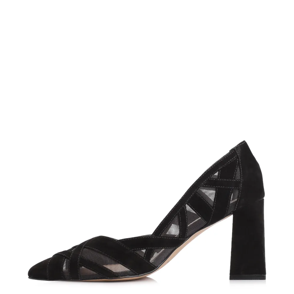 Scarpin Couro Nobuck Preto/Tela Preto - imagem 5