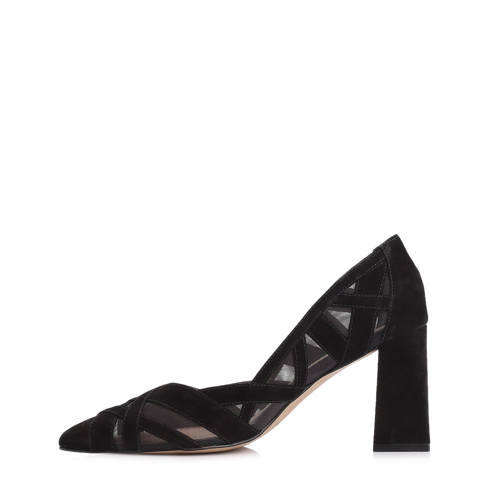 Scarpin Couro Nobuck Preto/Tela Preto