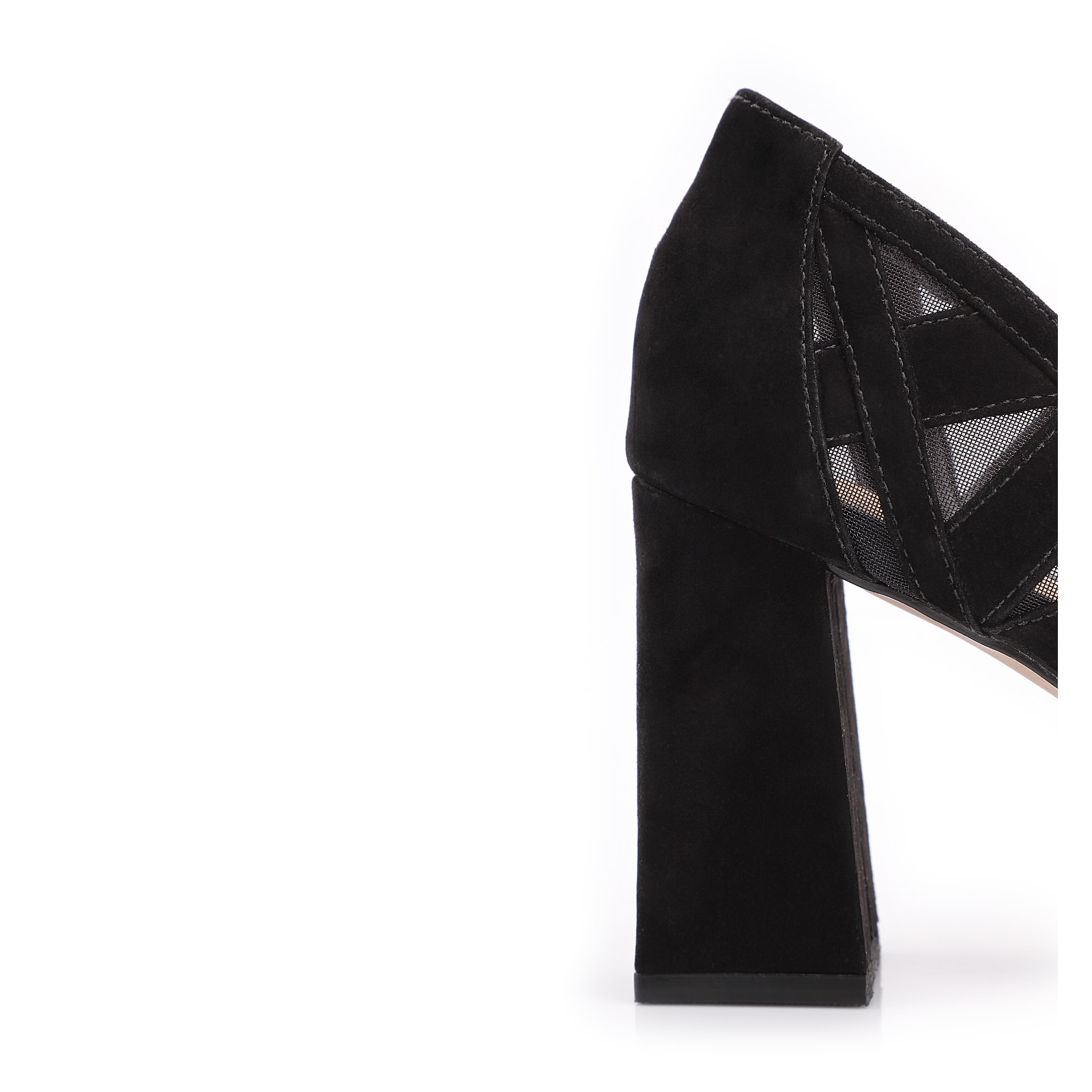 Scarpin Couro Nobuck Preto/Tela Preto