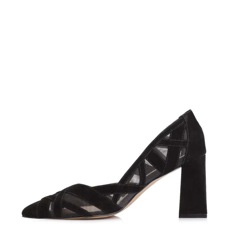 Scarpin Couro Nobuck Preto/Tela Preto - foto 5