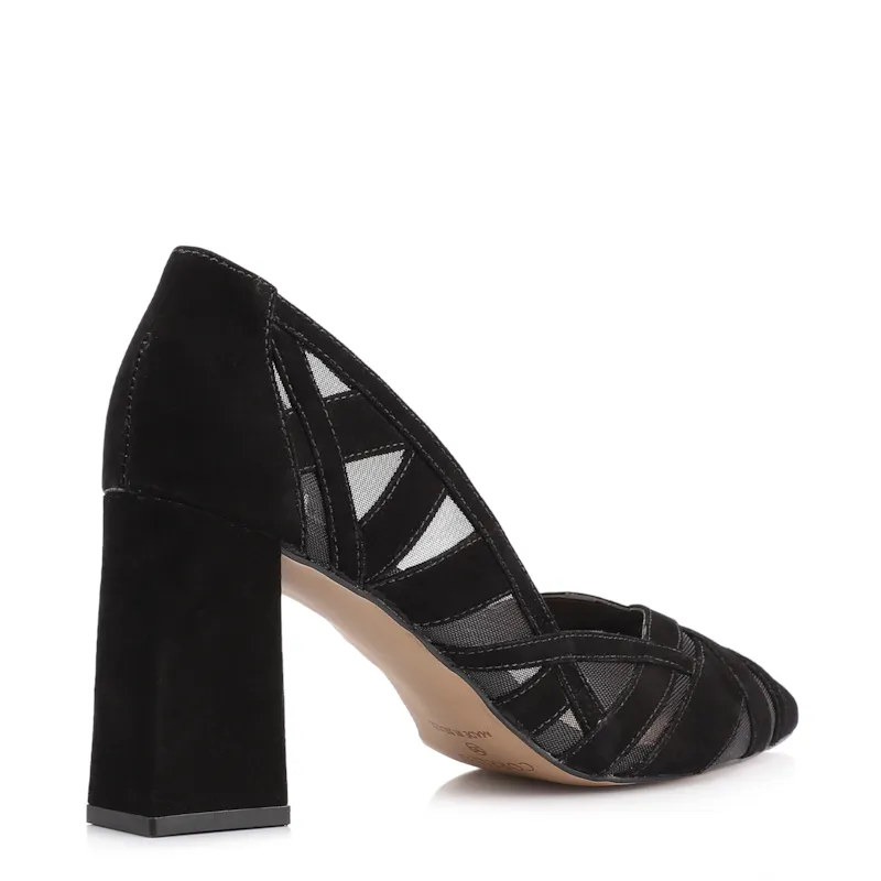 Scarpin Couro Nobuck Preto/Tela Preto - foto 4