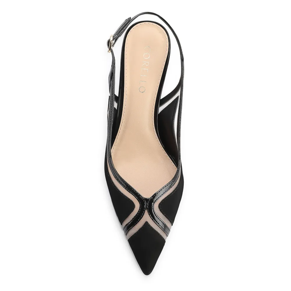 Scarpin Couro Nobuck Preto/Tela/Verniz Preto - imagem 5
