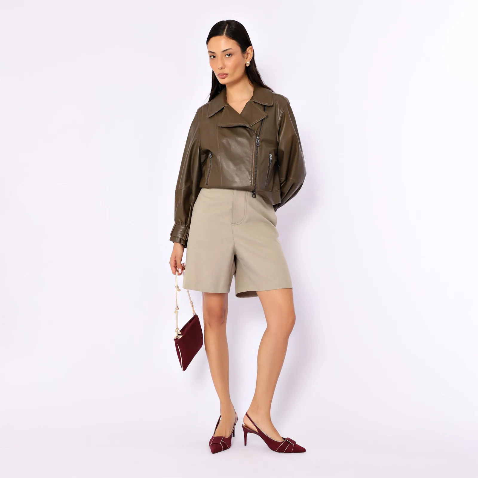 Scarpin Couro Nobuck Vinho