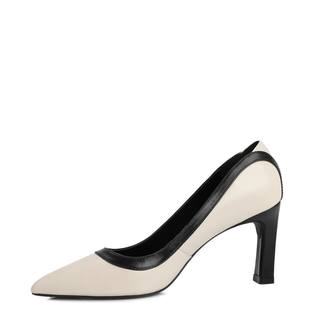 Scarpin Couro Off/Preto - imagem 4