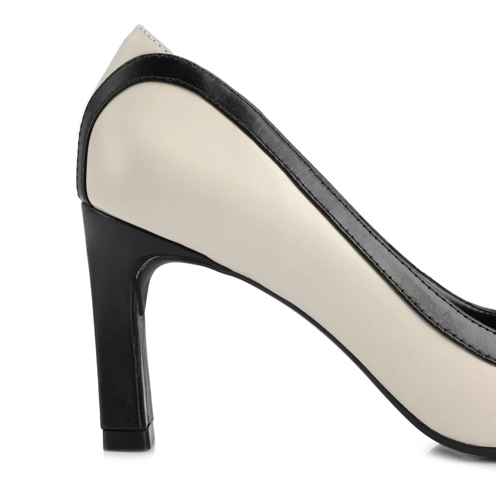 Scarpin Couro Off/Preto - imagem 7