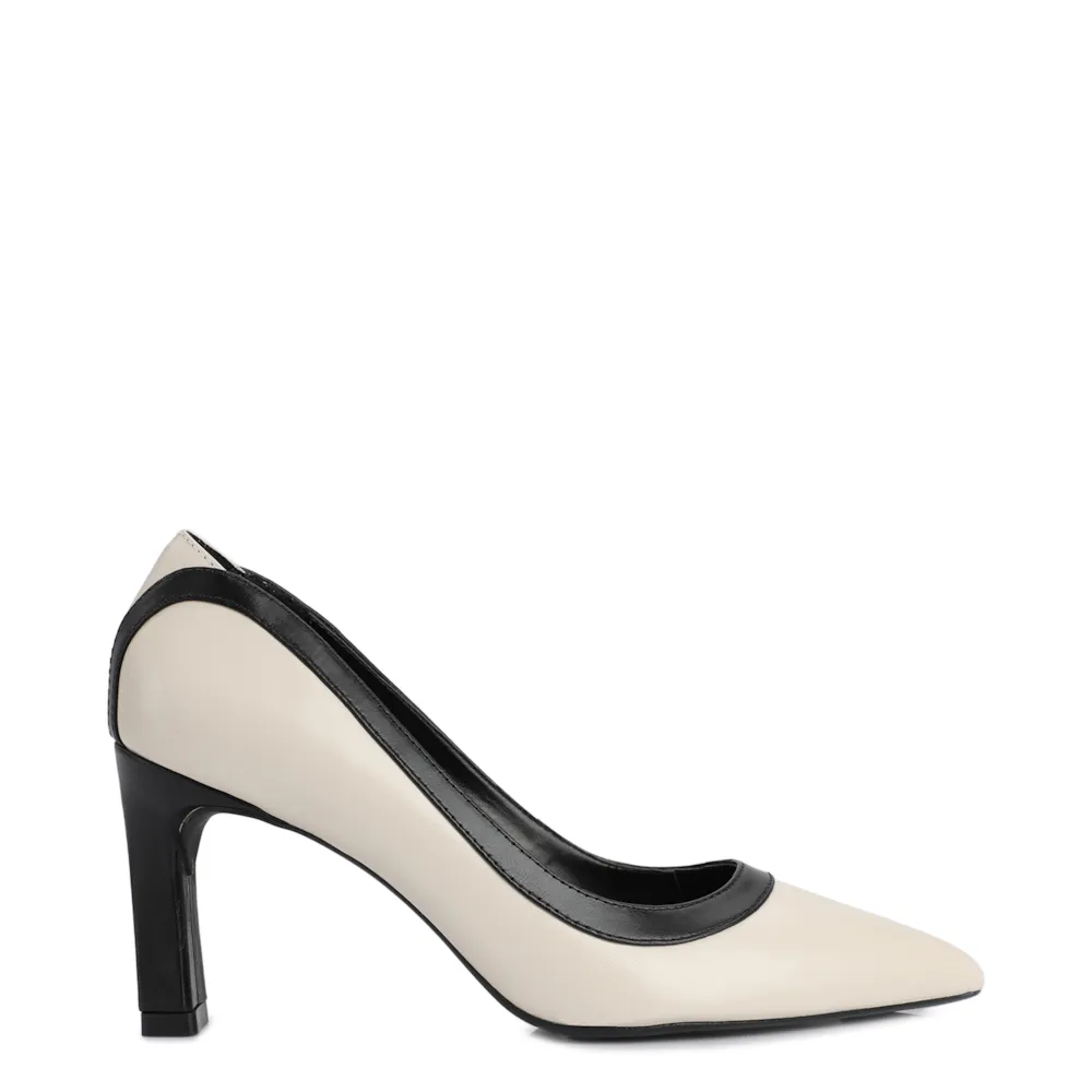 Scarpin Couro Off/Preto - imagem 2