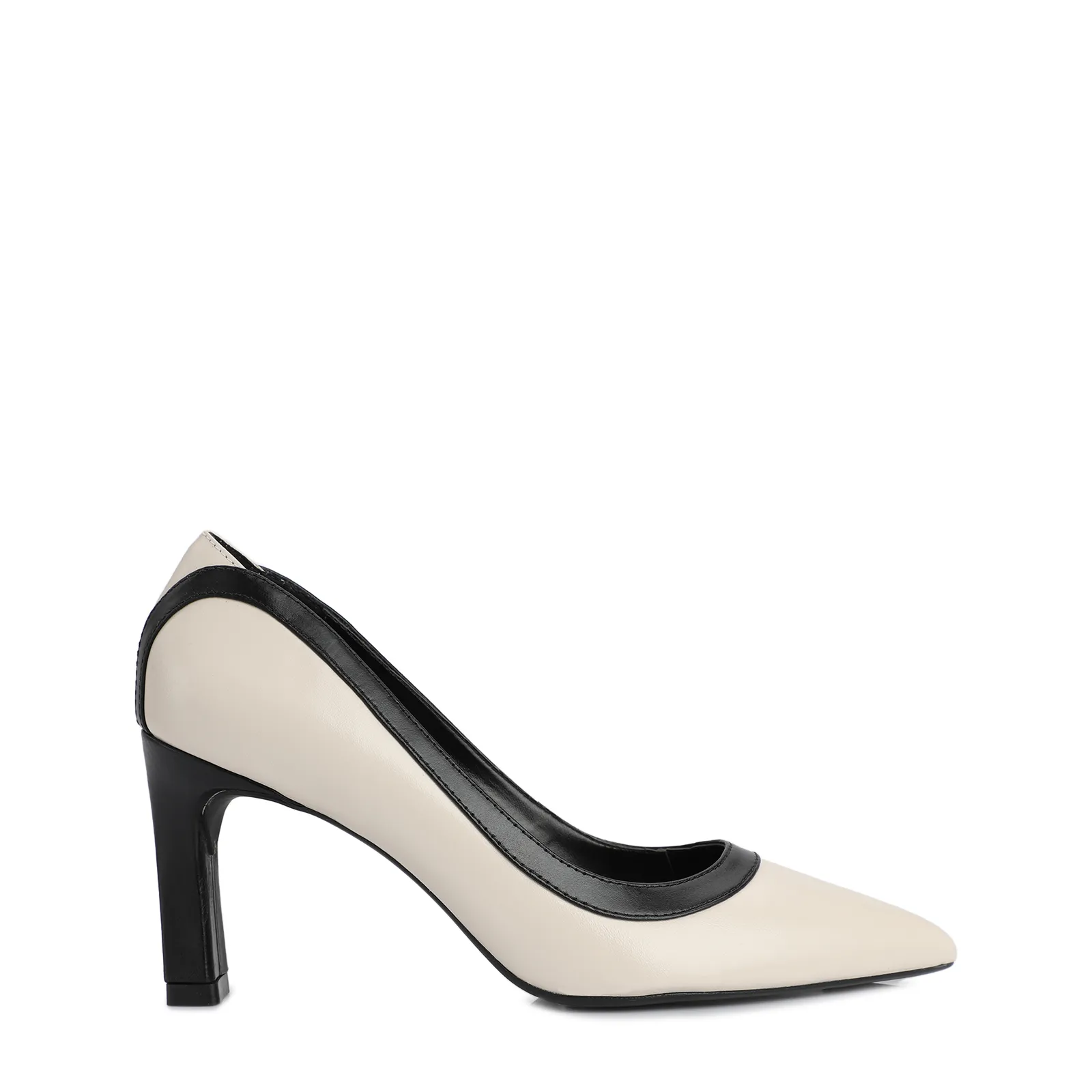 Scarpin Couro Off/Preto