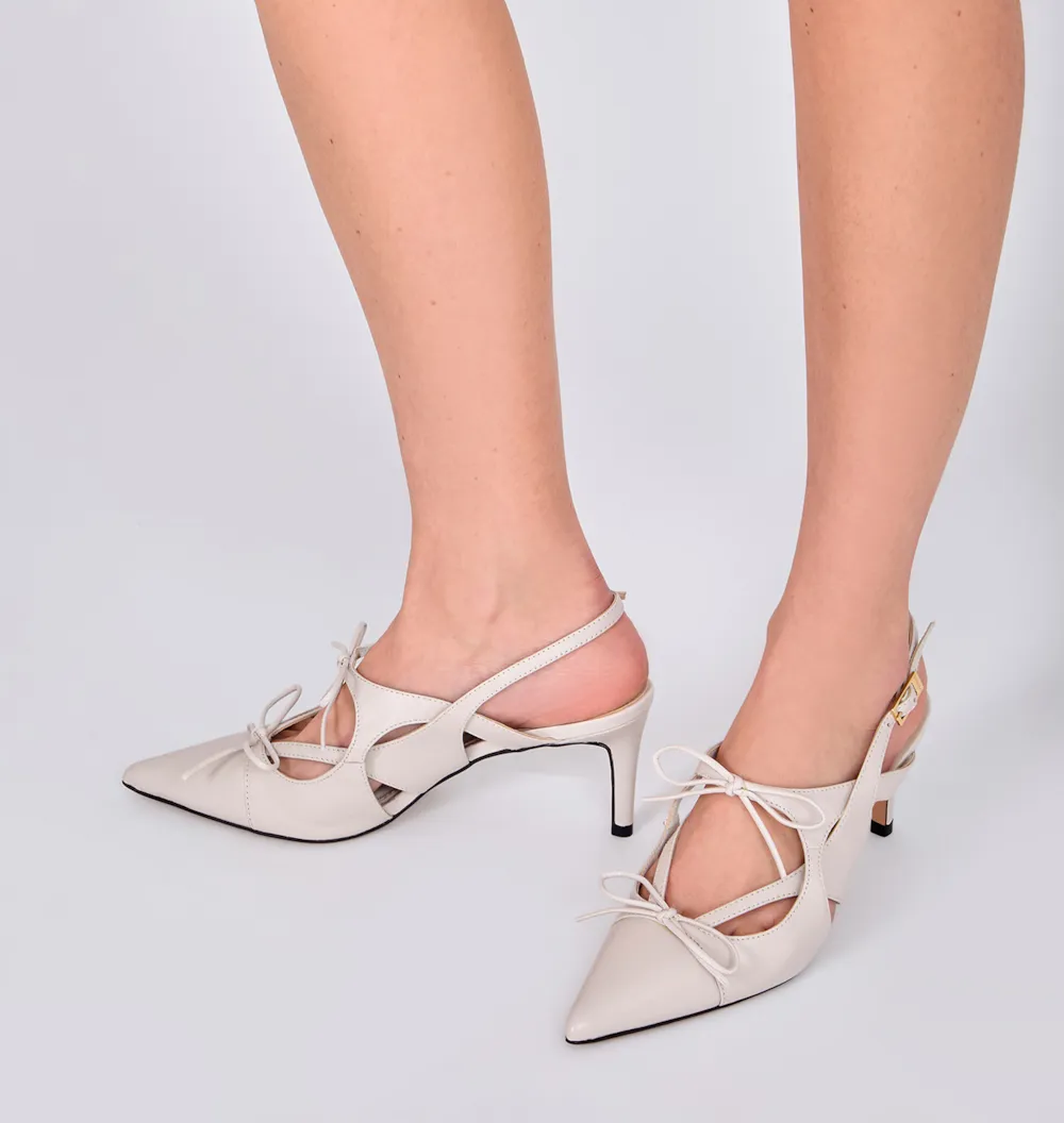 Scarpin Couro Off White - imagem 2