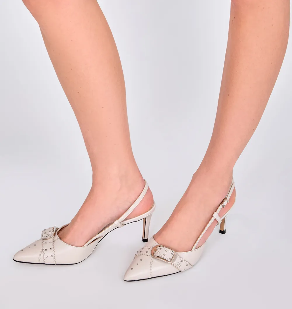 Scarpin Couro Off White - imagem 2