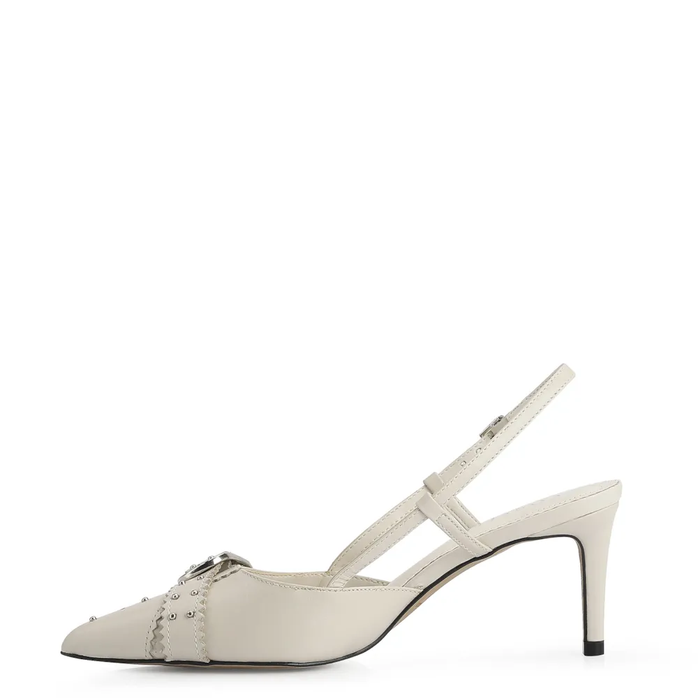 Scarpin Couro Off White - imagem 5
