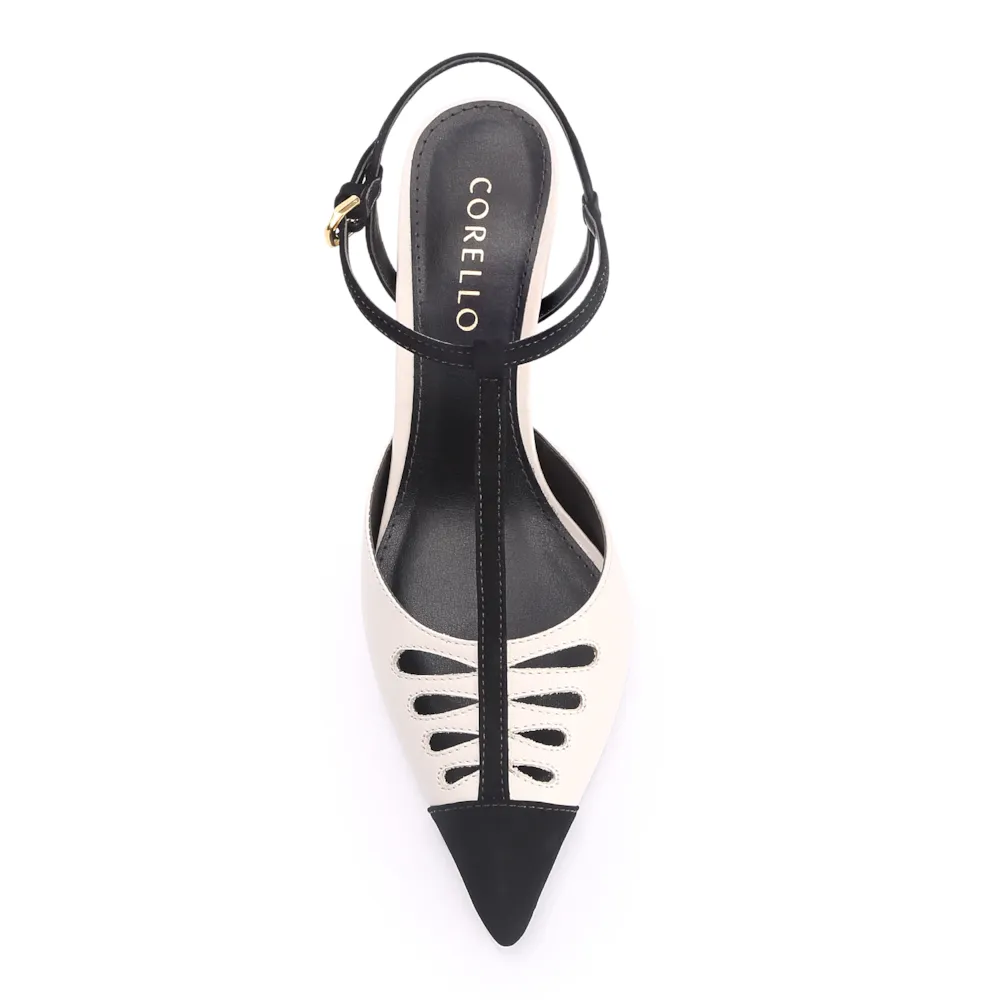 Scarpin Couro Off White/Alt Nobuck Preto - imagem 5