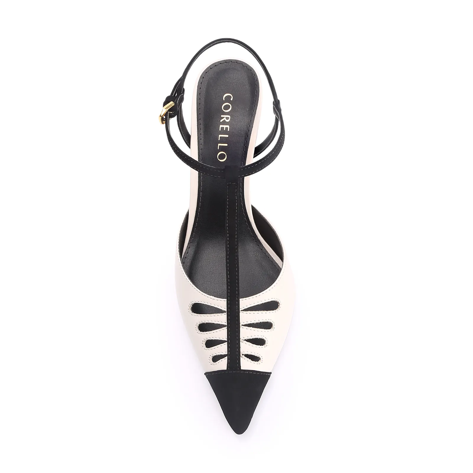 Scarpin Couro Off White/Alt Nobuck Preto