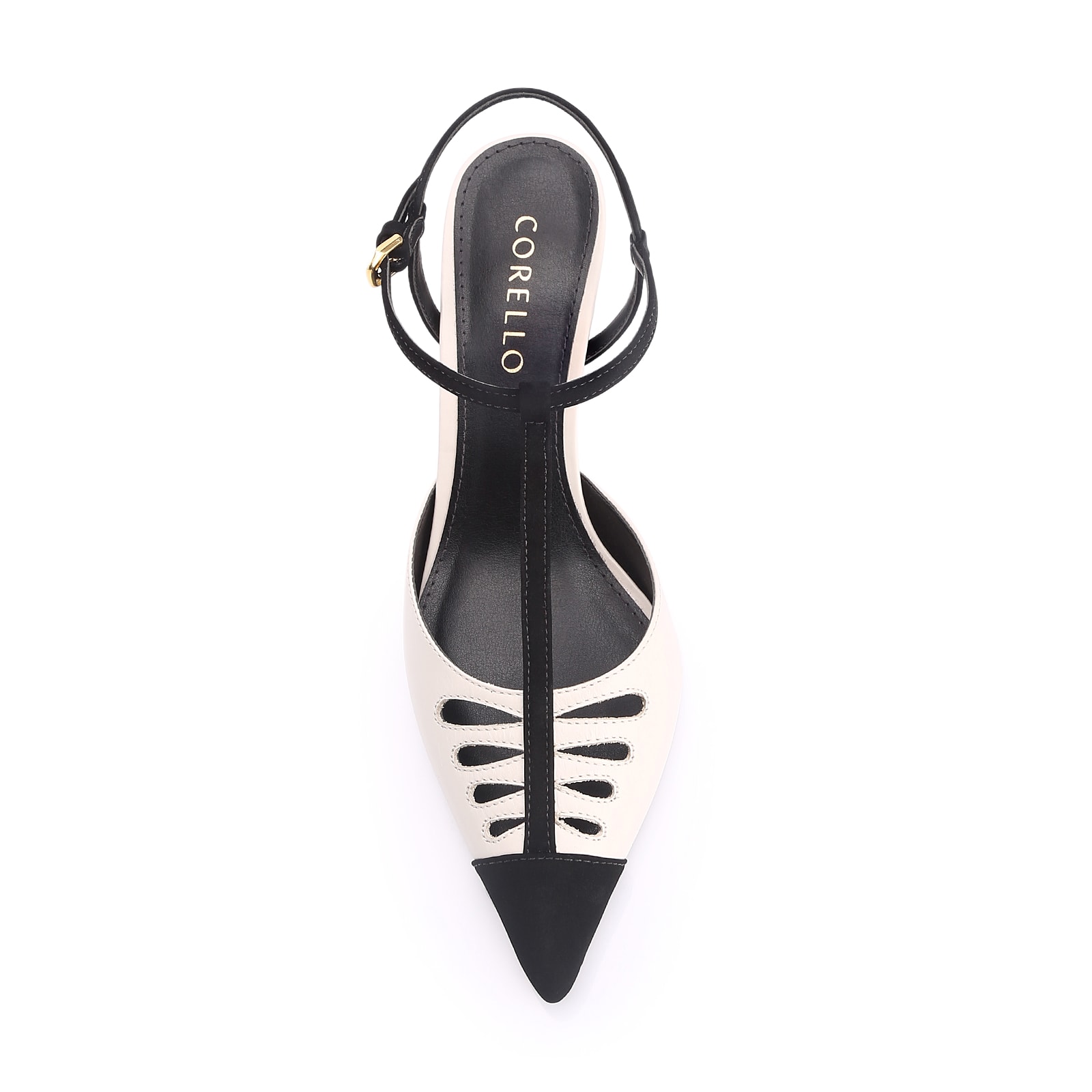Scarpin Couro Off White/Alt Nobuck Preto