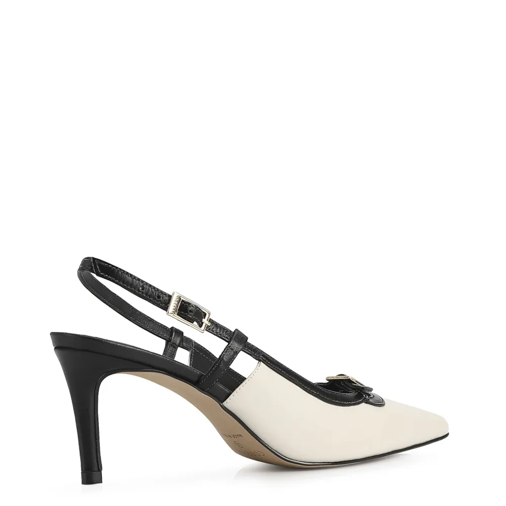 Scarpin Couro Off White/Preto - imagem 4