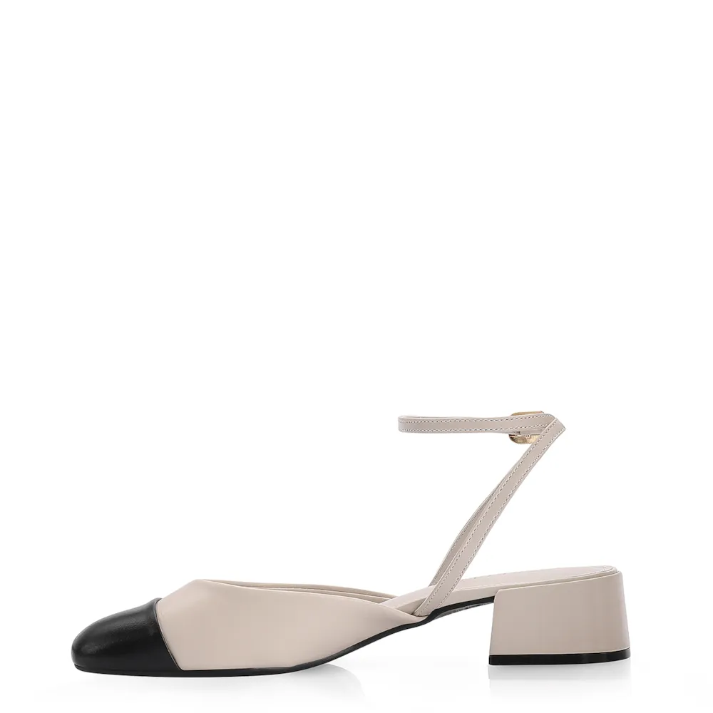 Scarpin Couro Off White/Preto - imagem 4