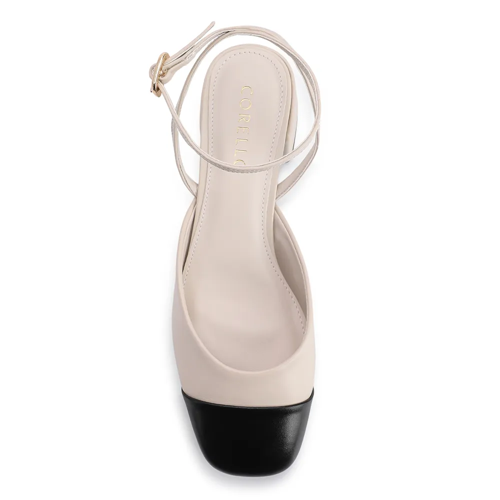 Scarpin Couro Off White/Preto - imagem 5