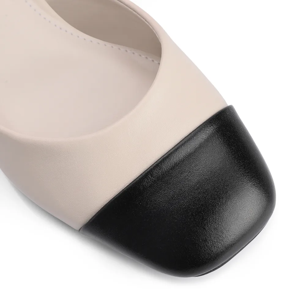 Scarpin Couro Off White/Preto - imagem 6