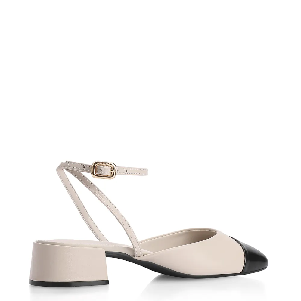 Scarpin Couro Off White/Preto - imagem 3