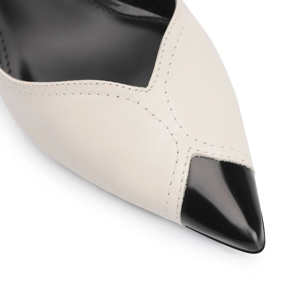 Scarpin Couro Off White/Verniz Preto - imagem 6