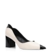 Scarpin Couro Off White/Verniz Preto - imagem 1
