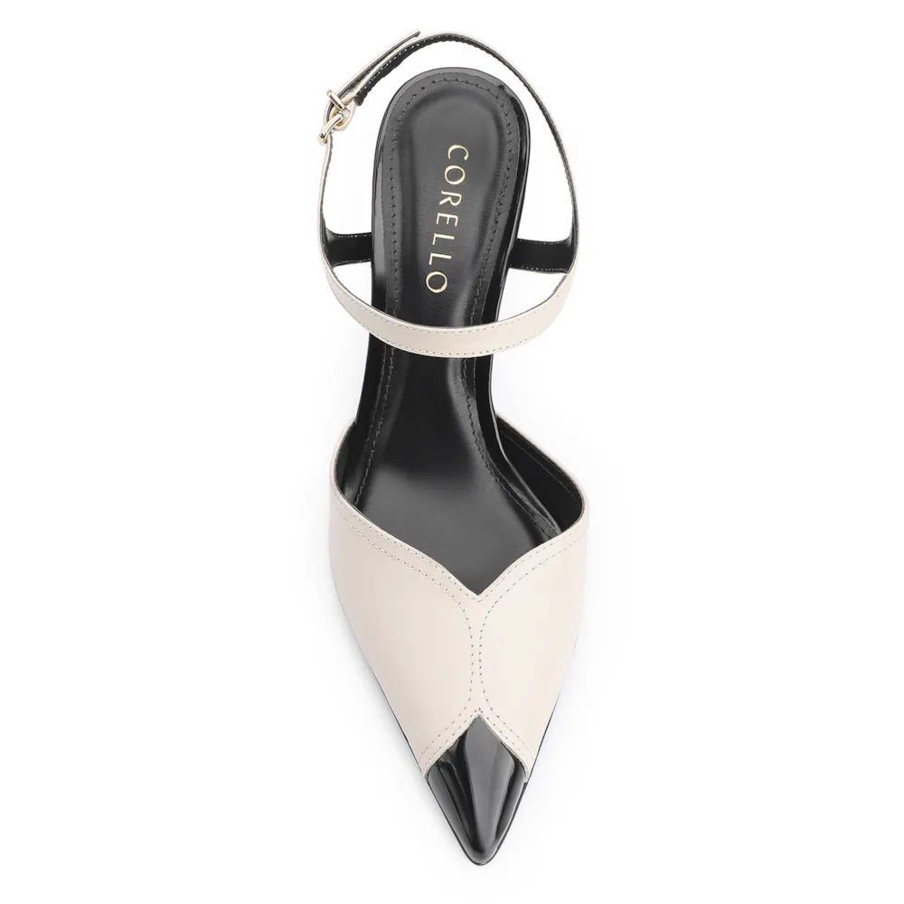 Scarpin Couro Off White/Verniz Preto - imagem 6