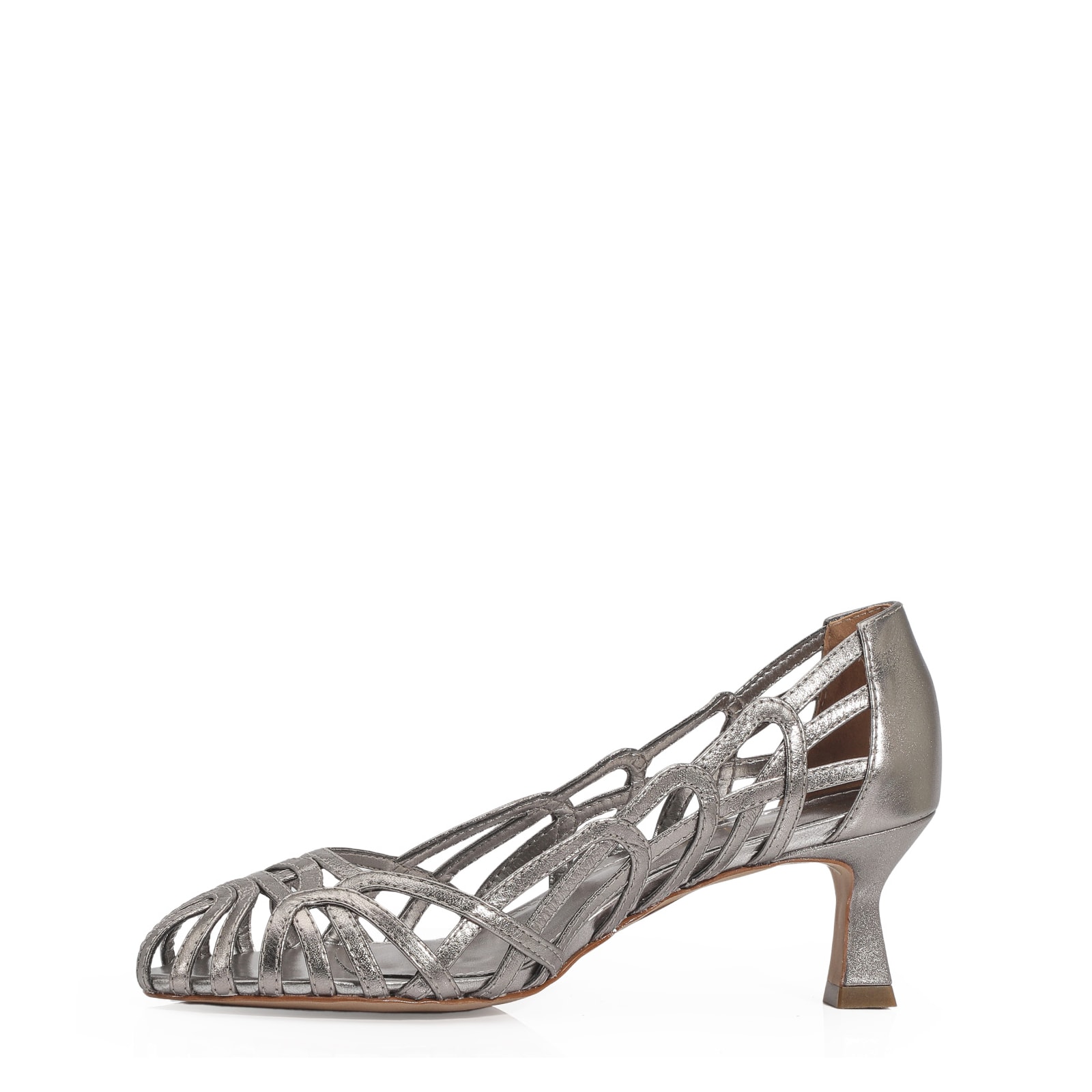 Scarpin Couro Prata