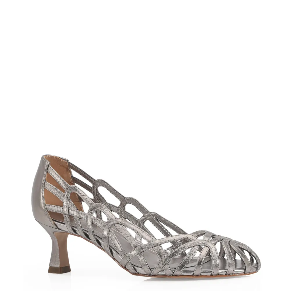 Scarpin Couro Prata