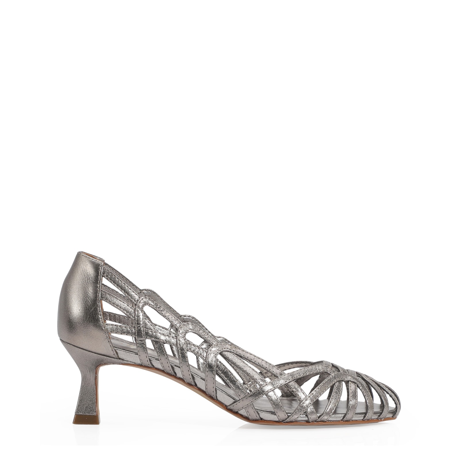 Scarpin Couro Prata