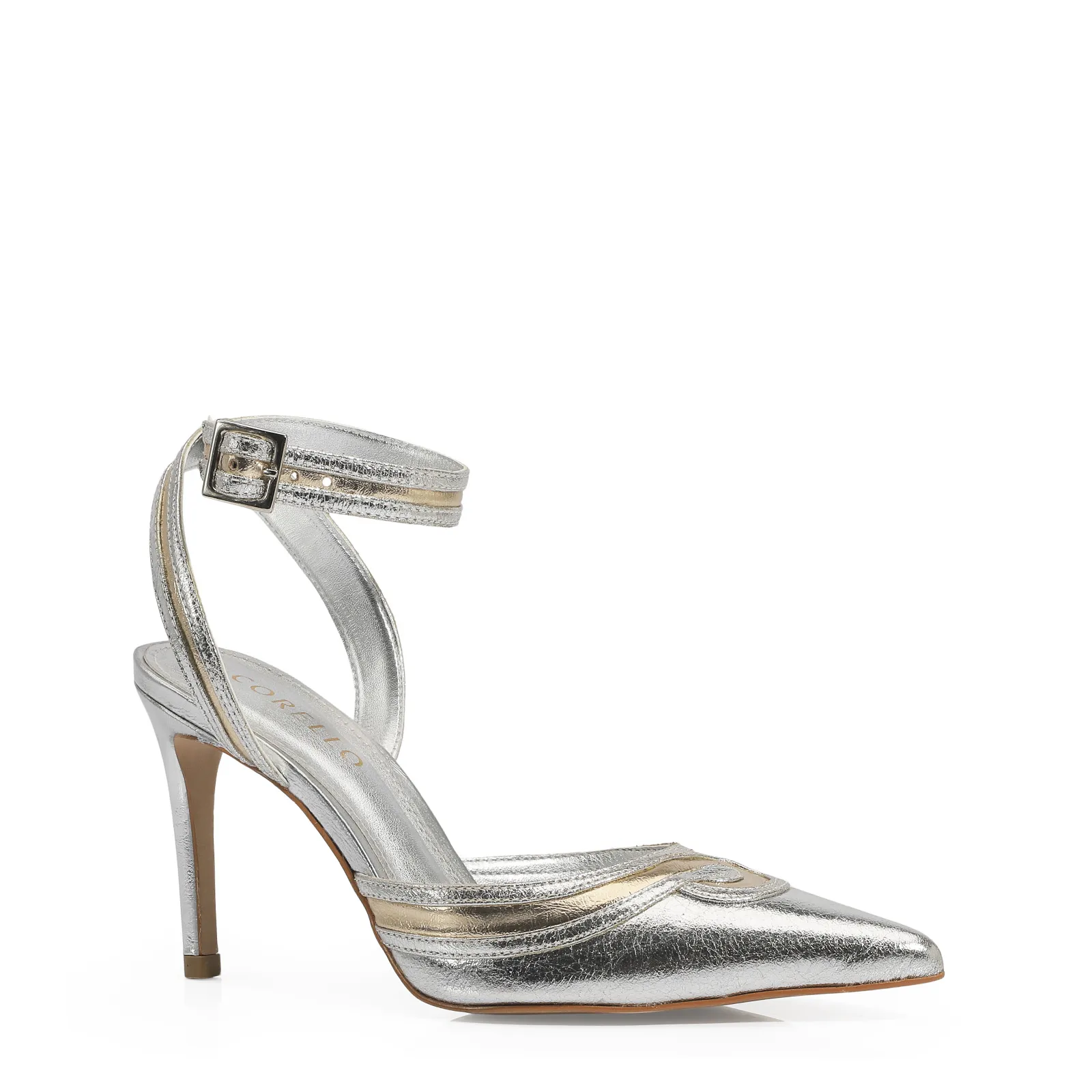 Scarpin Couro Prata