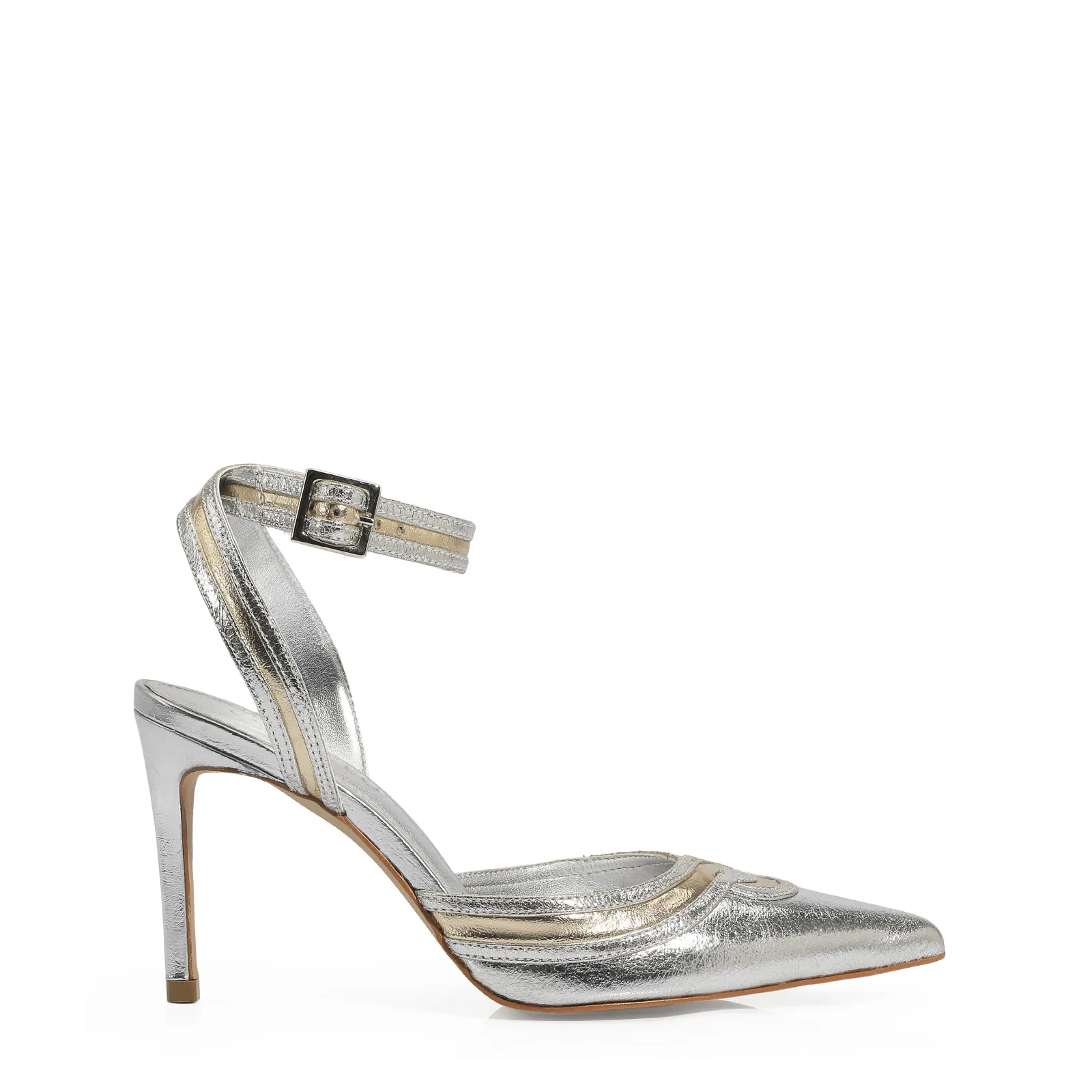 Scarpin Couro Prata