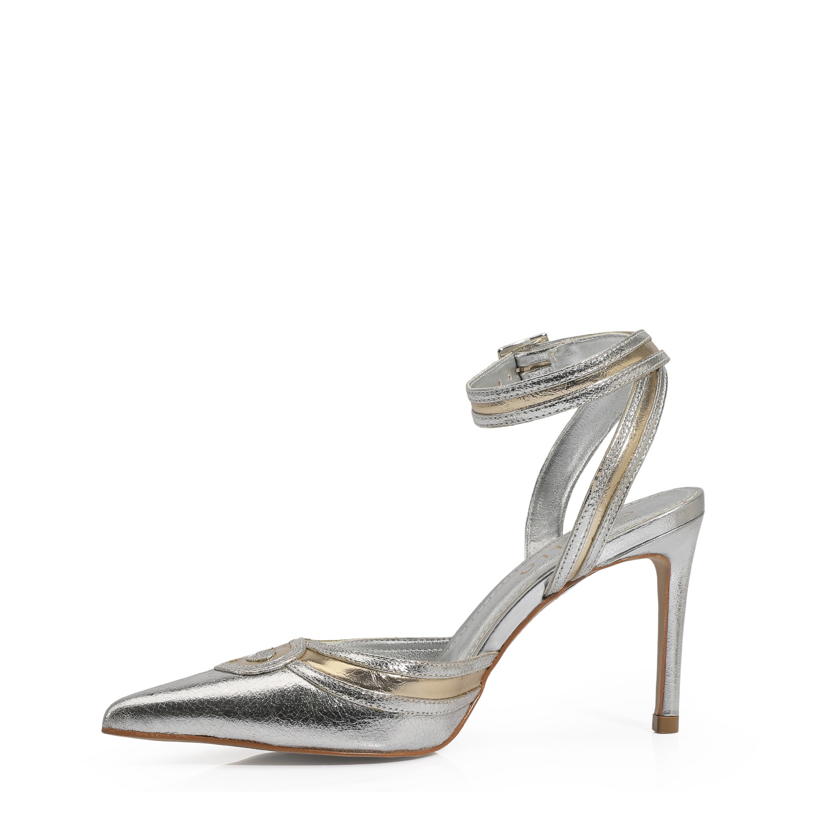 Scarpin Couro Prata