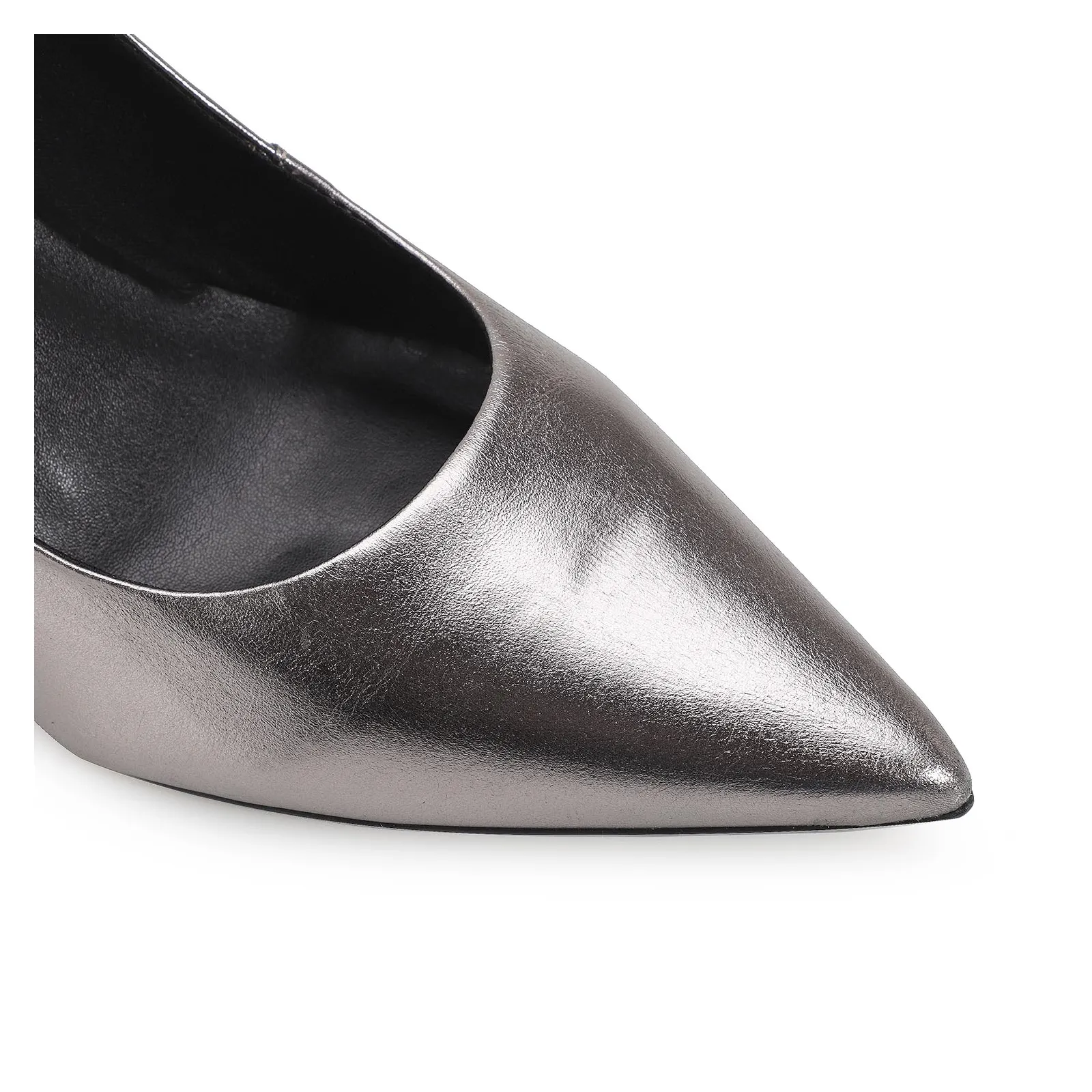 Scarpin Couro Prata