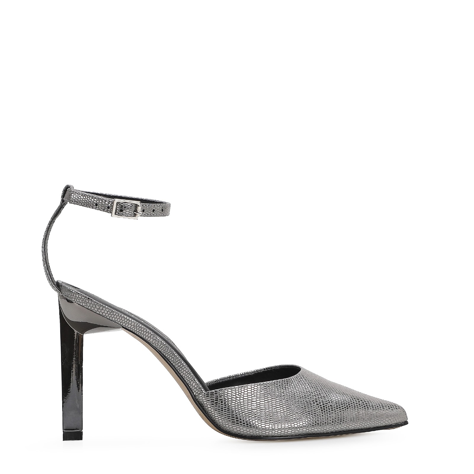 Scarpin Couro Prata