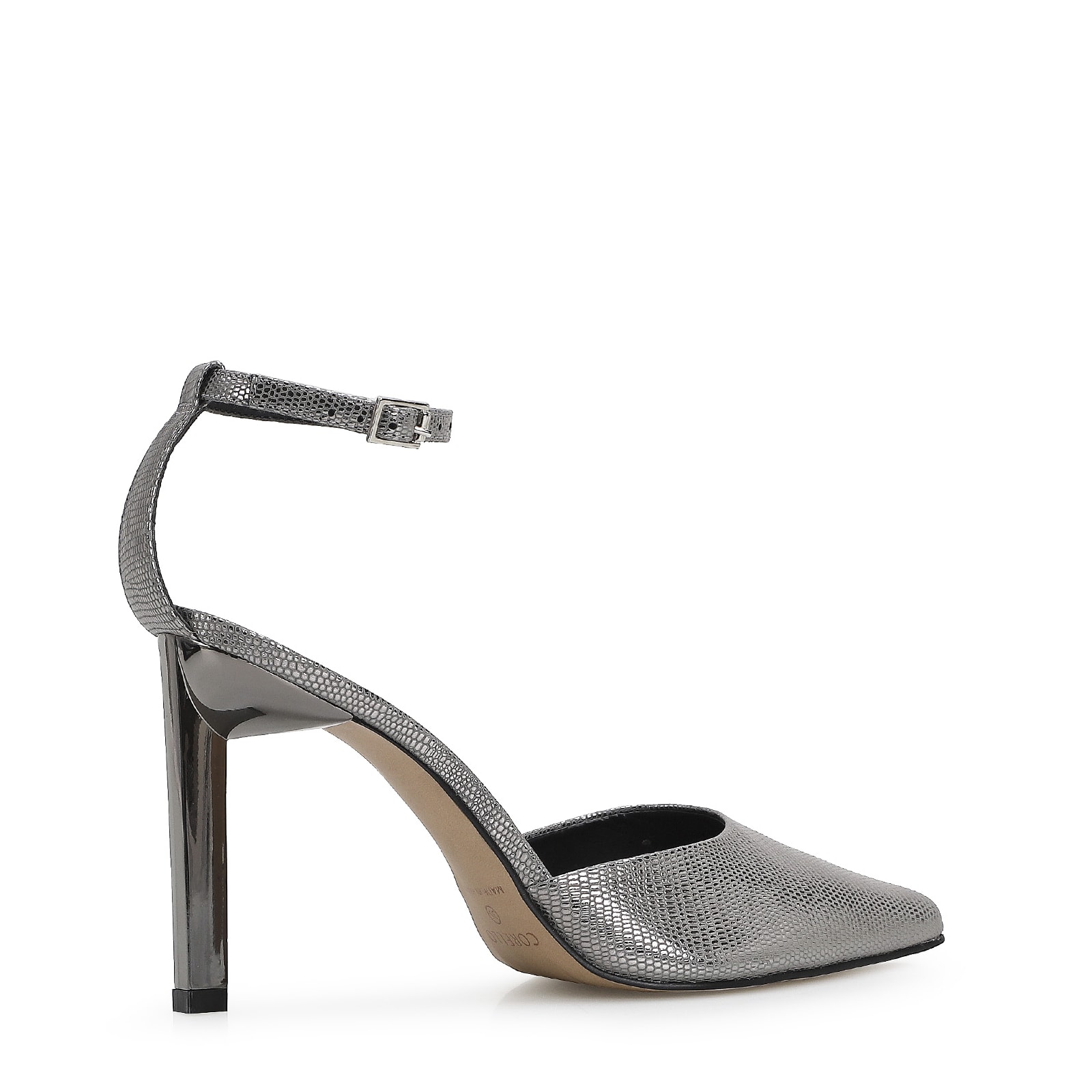 Scarpin Couro Prata