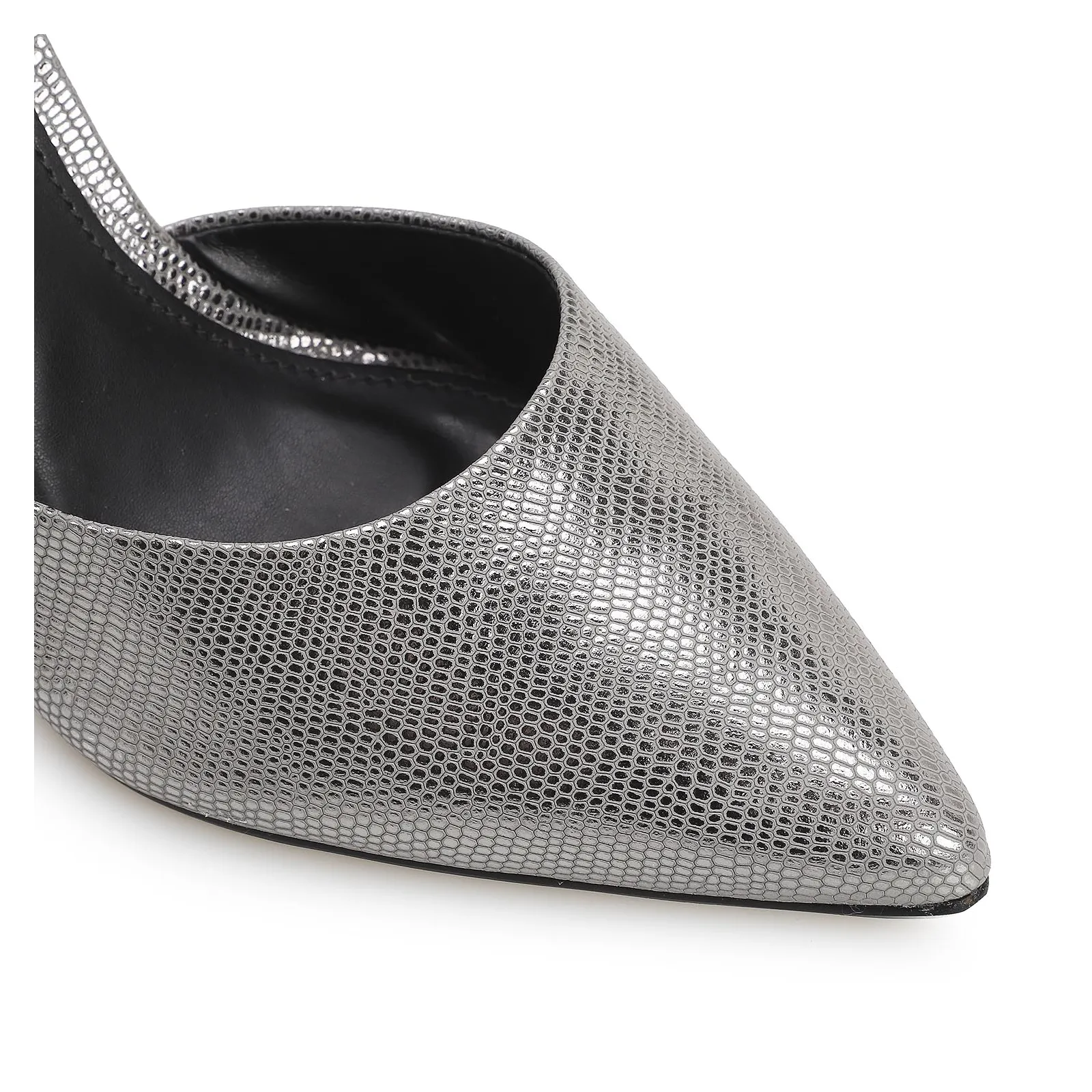 Scarpin Couro Prata