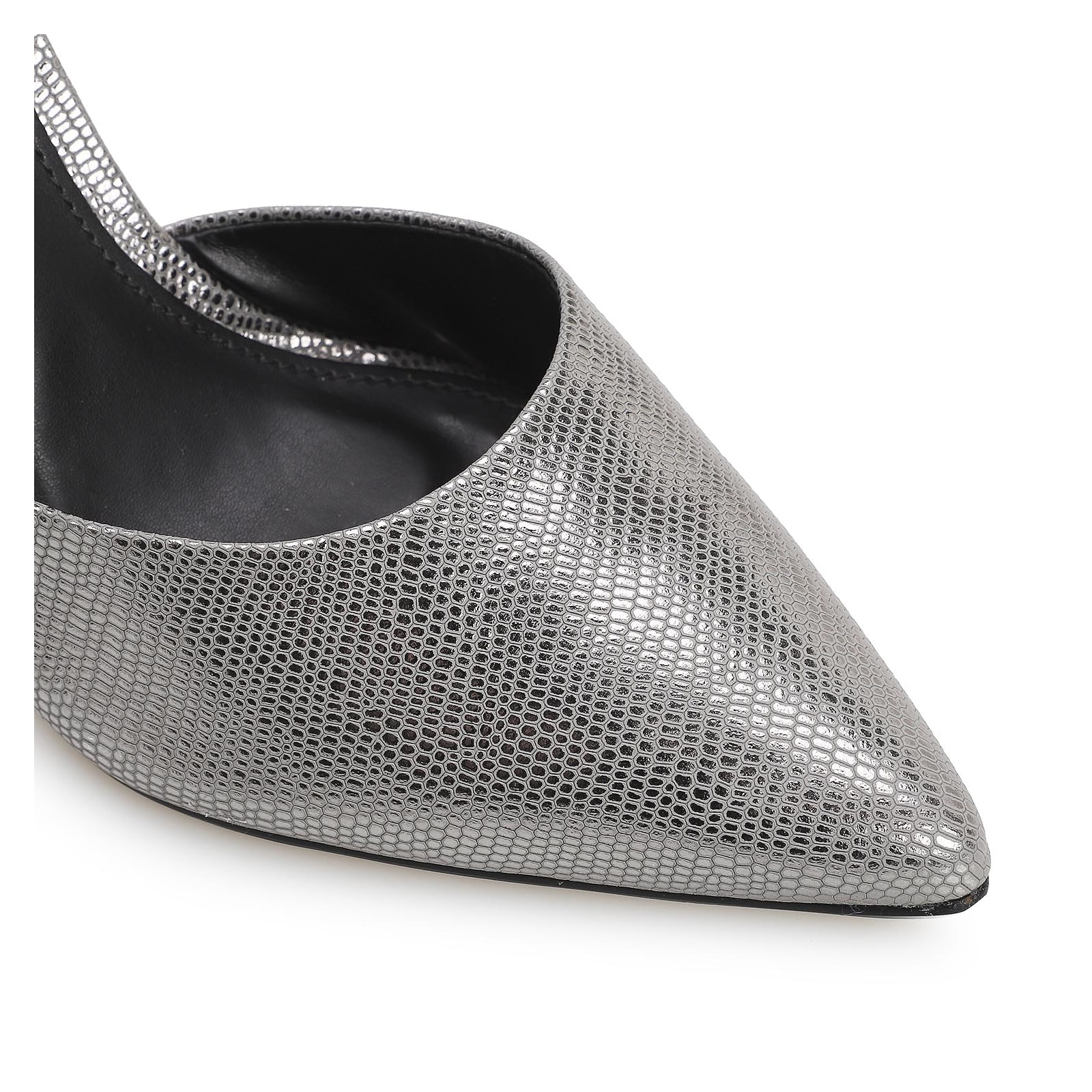 Scarpin Couro Prata