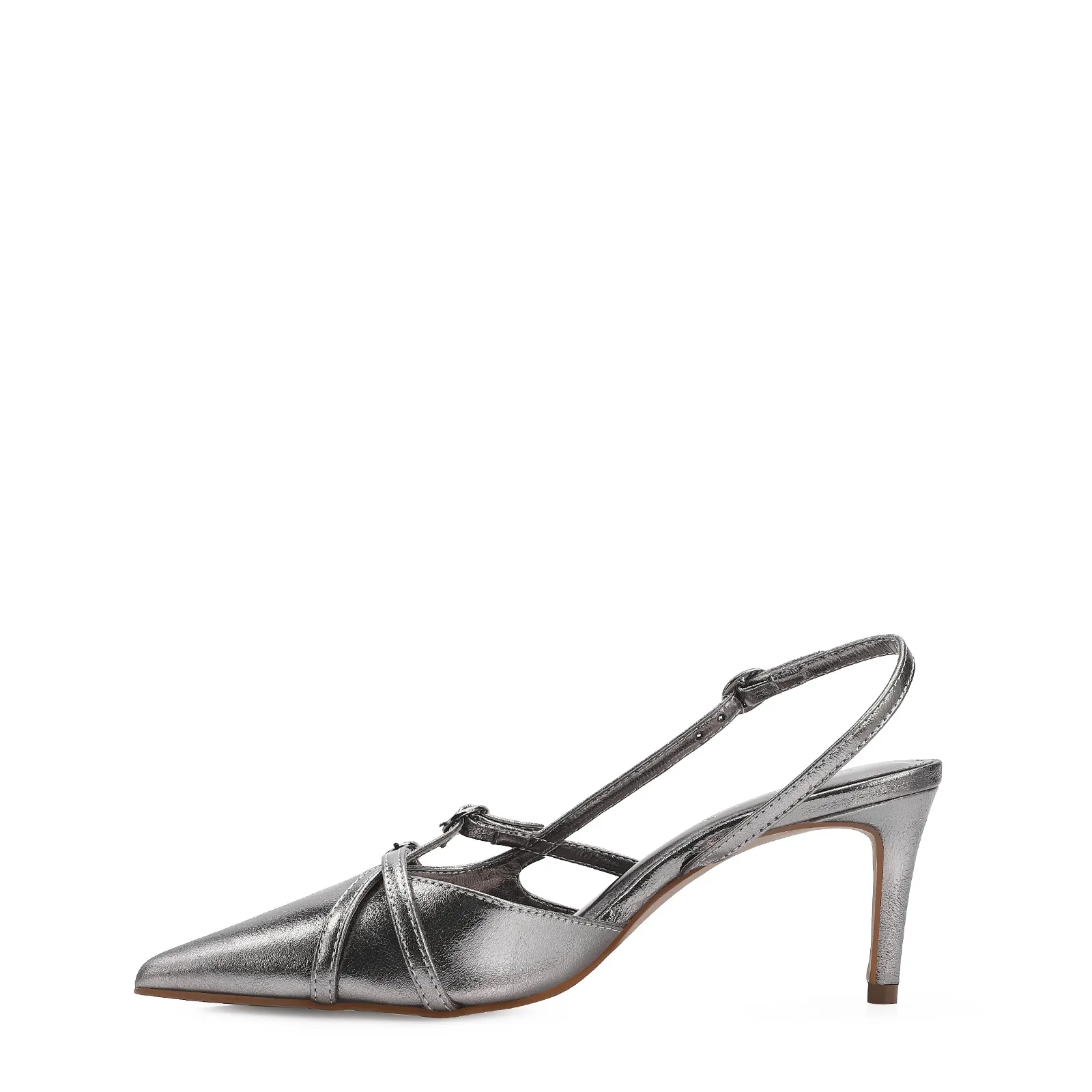 Scarpin Couro Prata